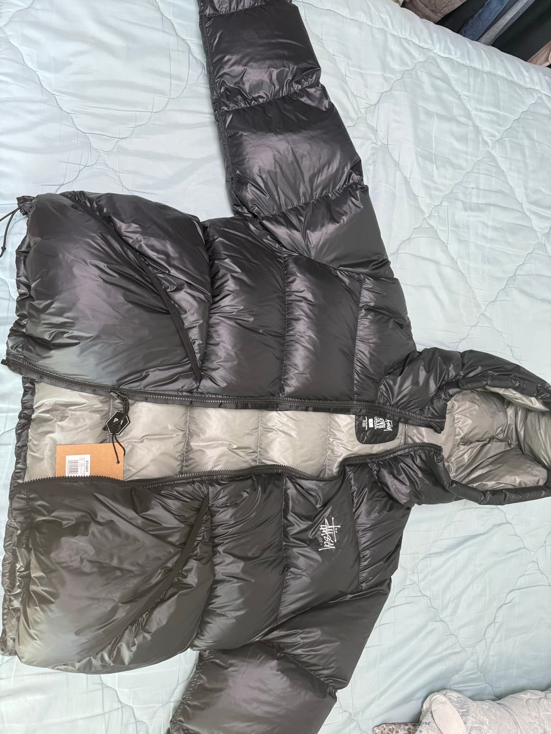 스투시 다운 파카 마이크로 립스탑 팬텀 블랙 L(새상품) 상품이미지4