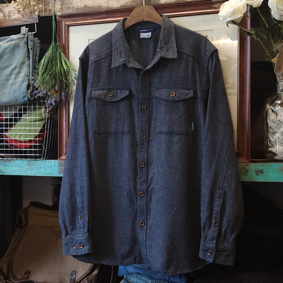 00s 컬럼비아 워크셔츠 스케일 헤비코튼 투포켓 울 셔츠 xl 상품이미지1