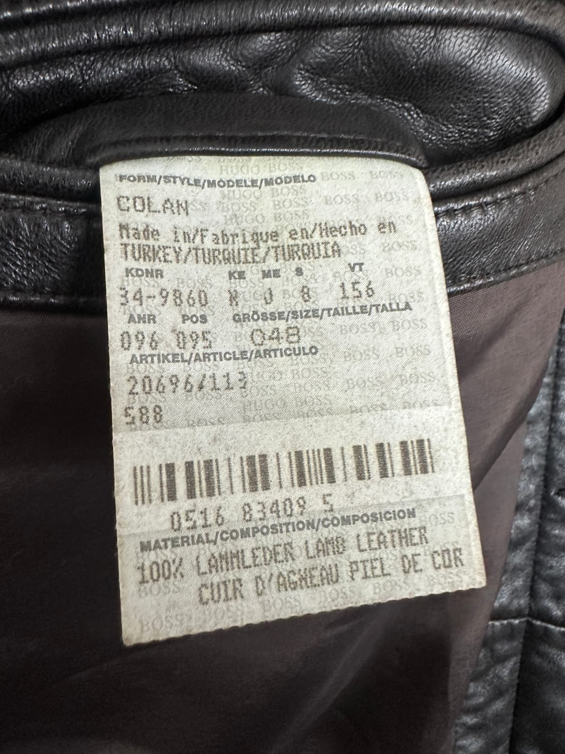 00s HUGO BOSS 램스킨 레더 자켓 XL 상품이미지9