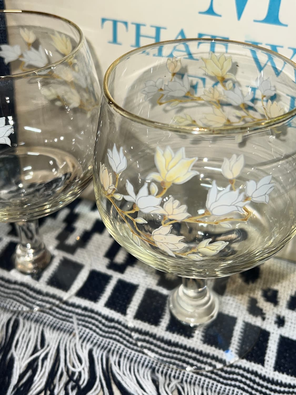 80s Korean VTG Floral Stem Glass 상품이미지6