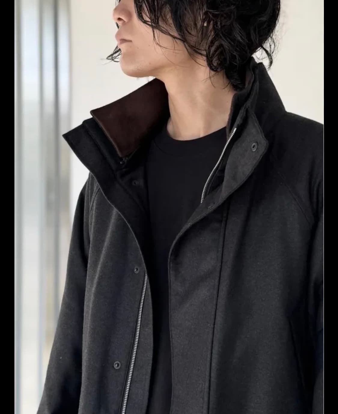 오라리 울 플란넬 패디드 오버 블루종  상품이미지3