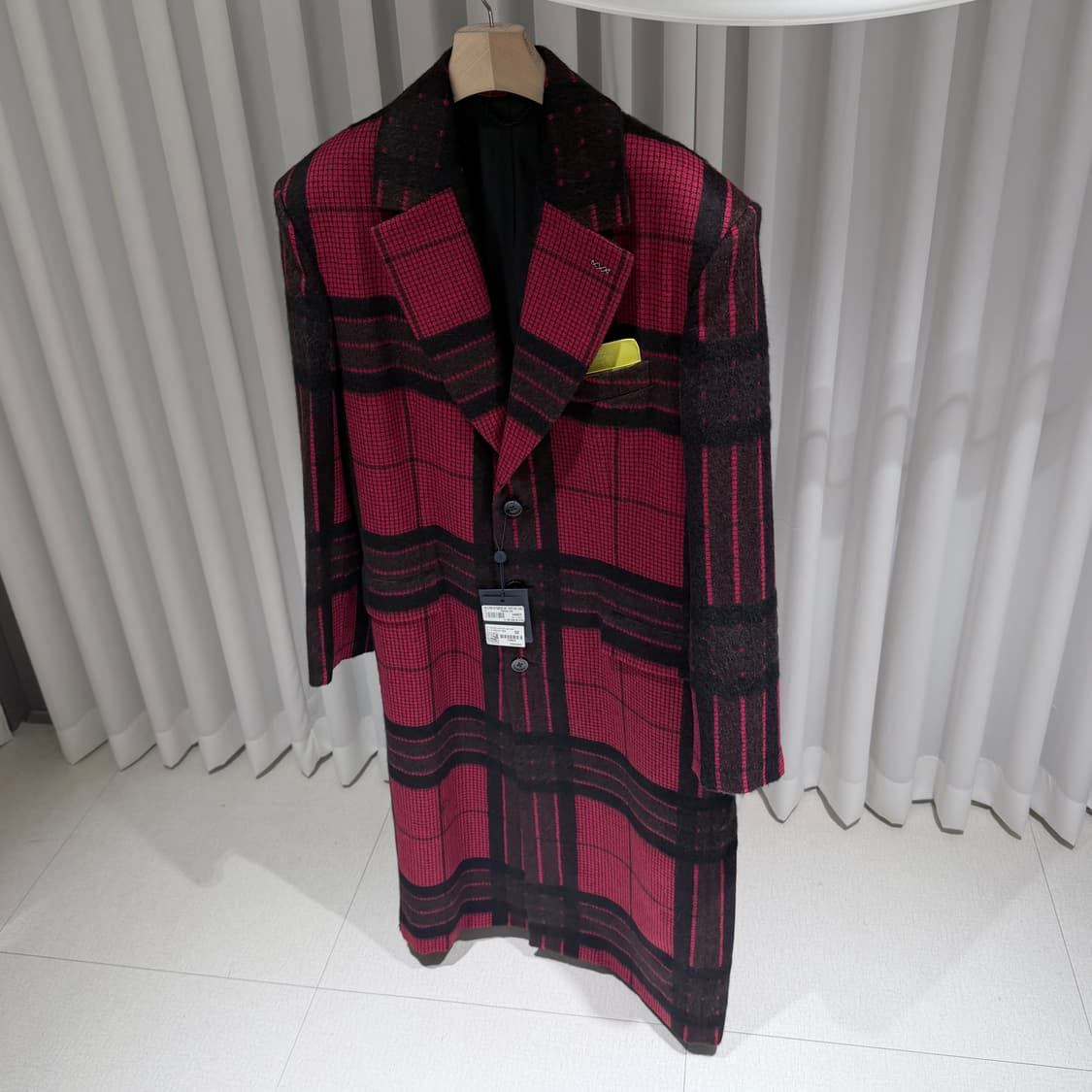 (A+/52) / 루이비통 타탄 체크 오버 코트 자켓 레드 상품이미지9