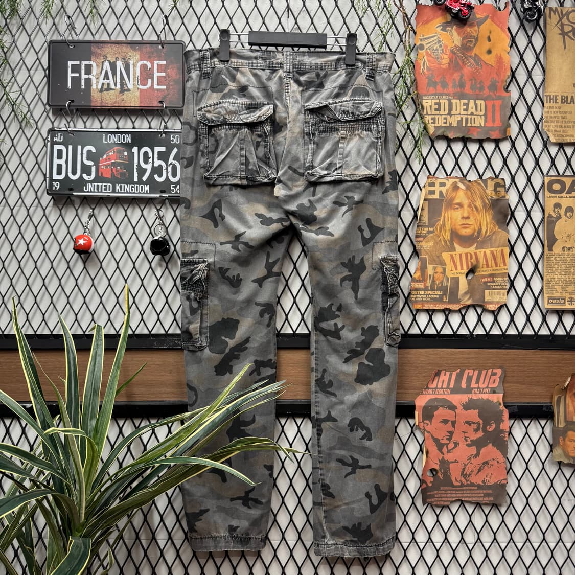 00s USA VINTAGE 밀리터리 카모플라쥬 카고 팬츠 그레이 상품이미지2