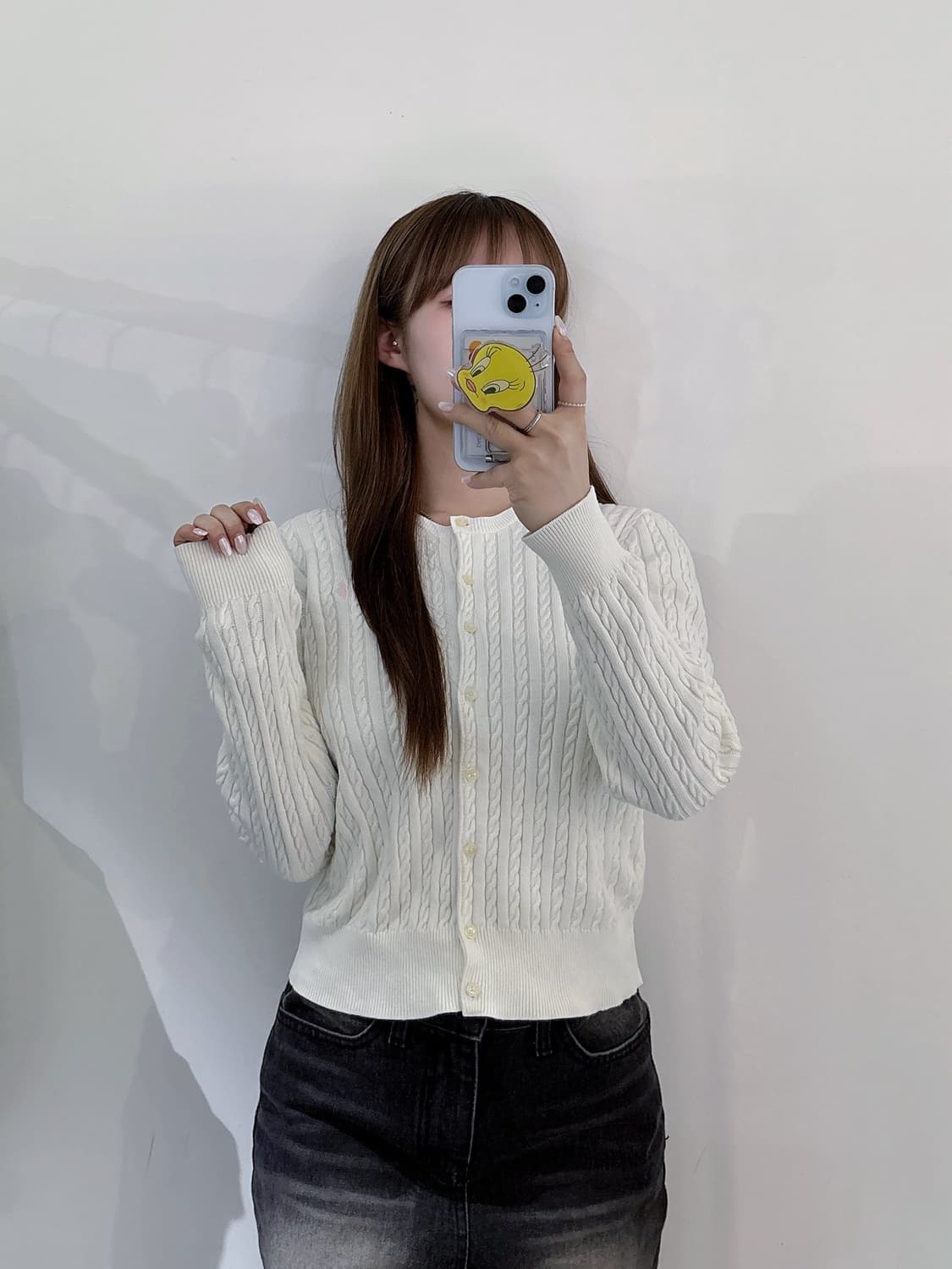 폴로랄프로렌 qr 베이비핑크포니 크림 케이블 가디건 상품이미지1