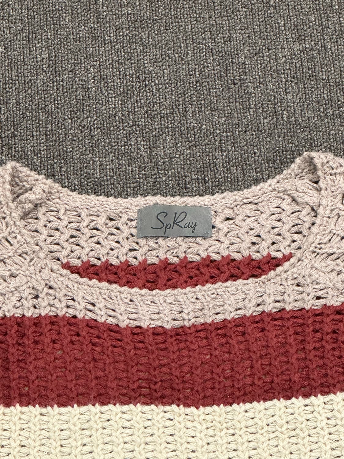 OS)SpRay 빈티지 스트라이프 크로셰 니트 스웨터 상품이미지5