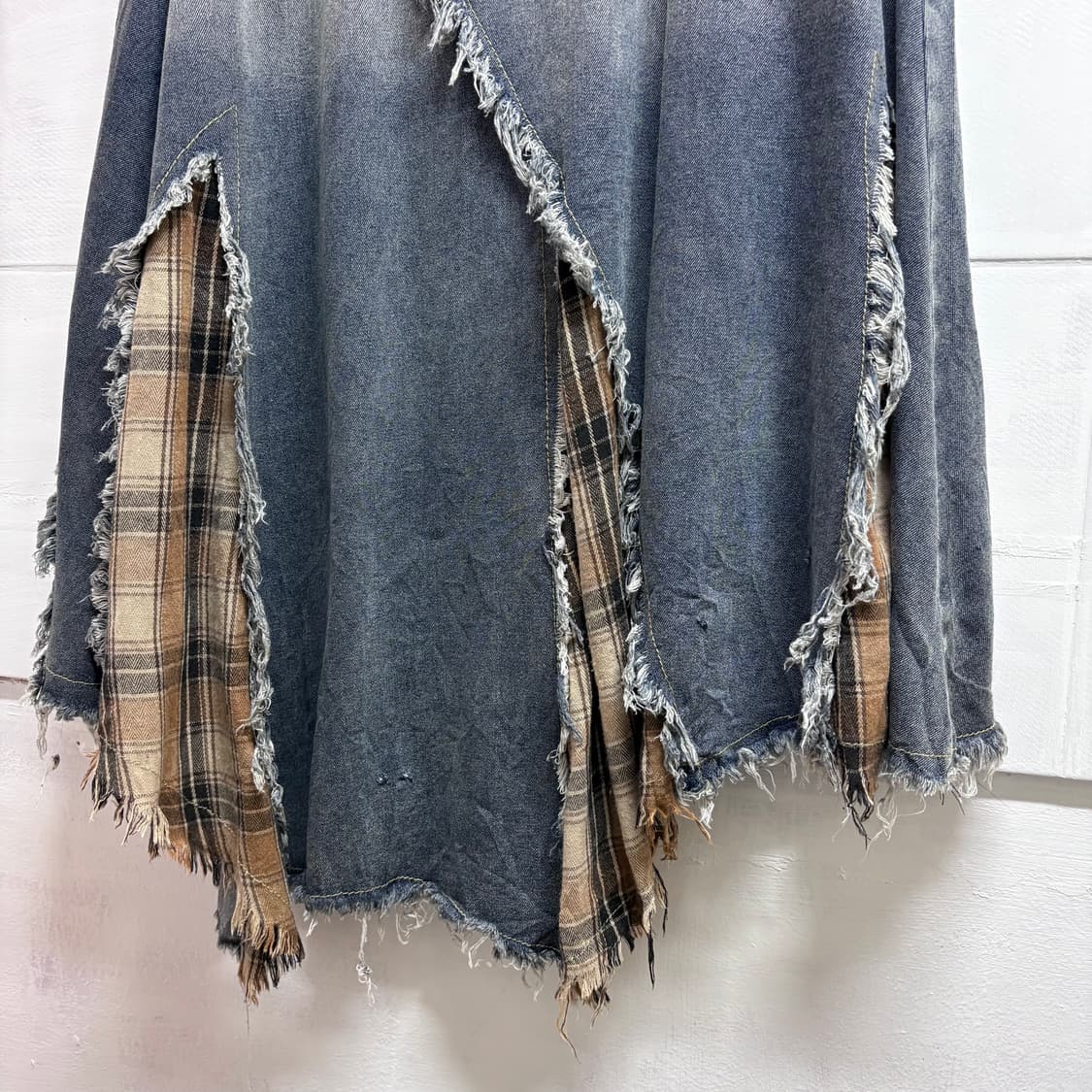 데님 패치워크 데미지 그런지 히피 롱 스커트 JPN 상품이미지3