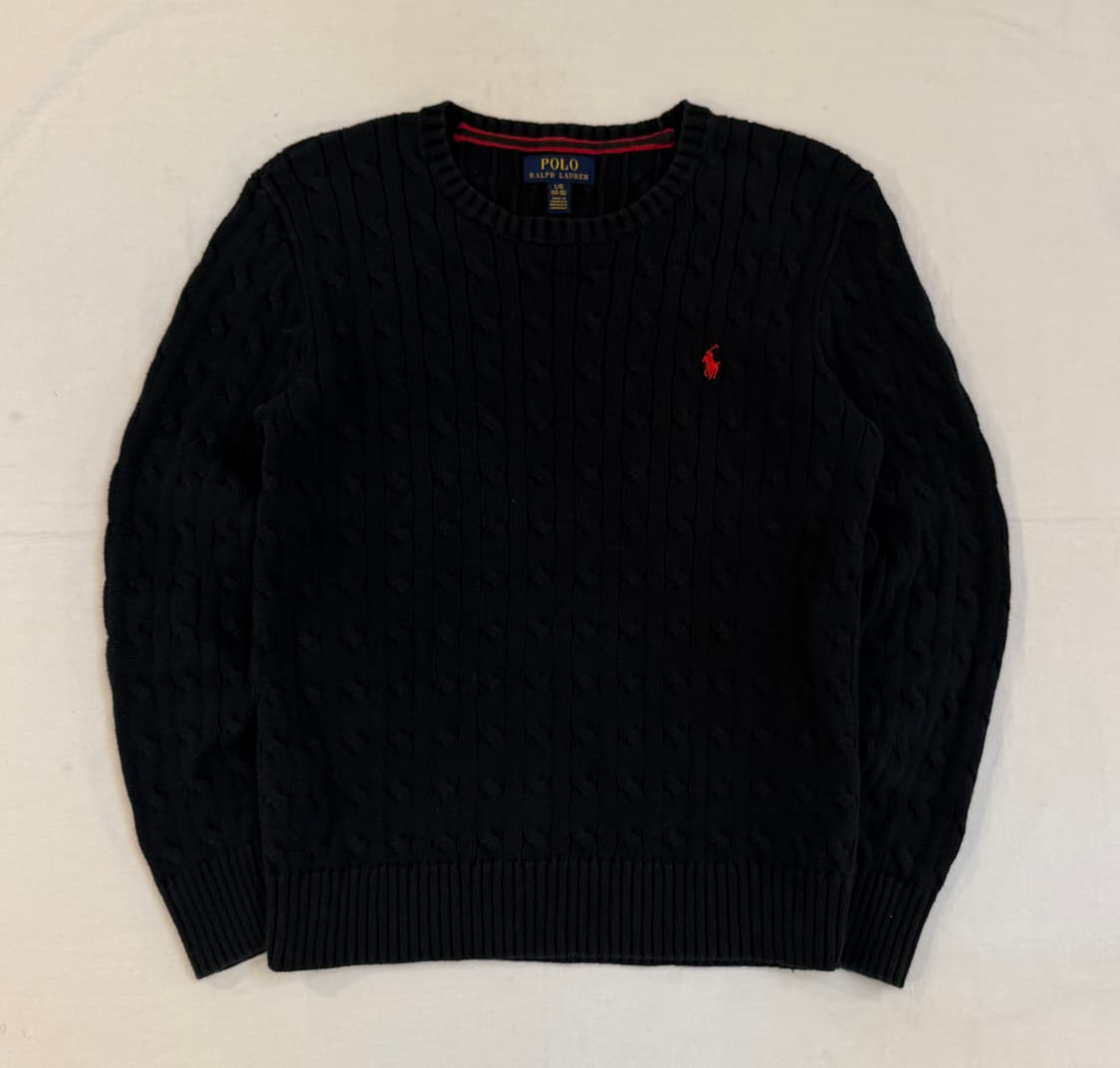 폴로 랄프로렌 꽈배기 케이블 니트 블랙 상품이미지1