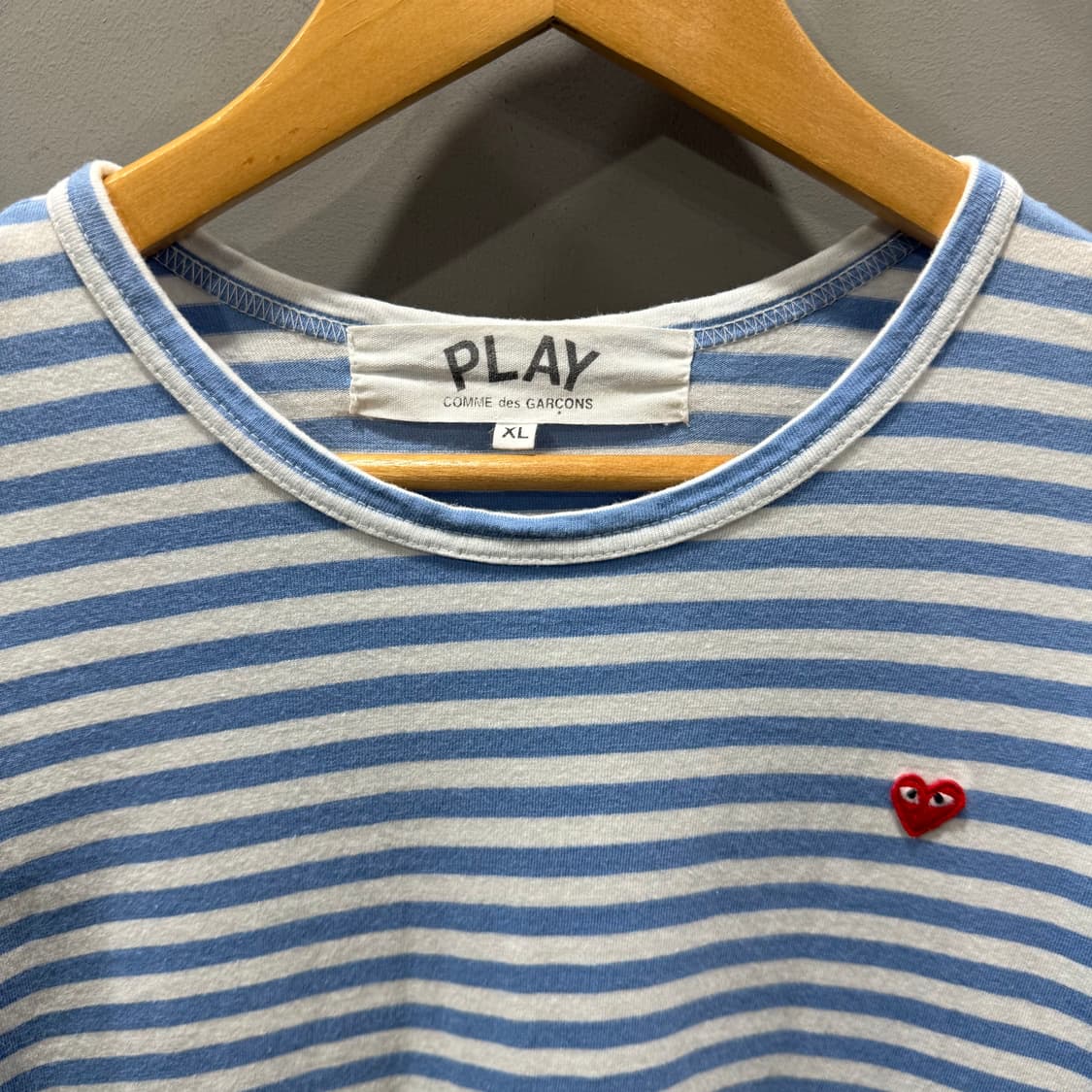 XL 꼼데가르송 미니 로고 단가라 롱슬리브 긴팔 티셔츠 하늘 상품이미지3