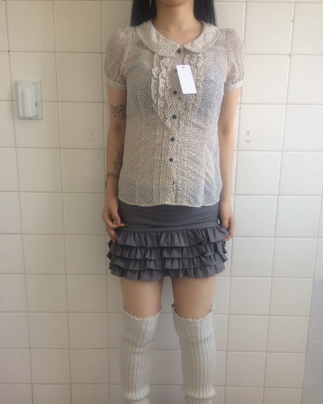 Dot pattern frill blouse 상품이미지4