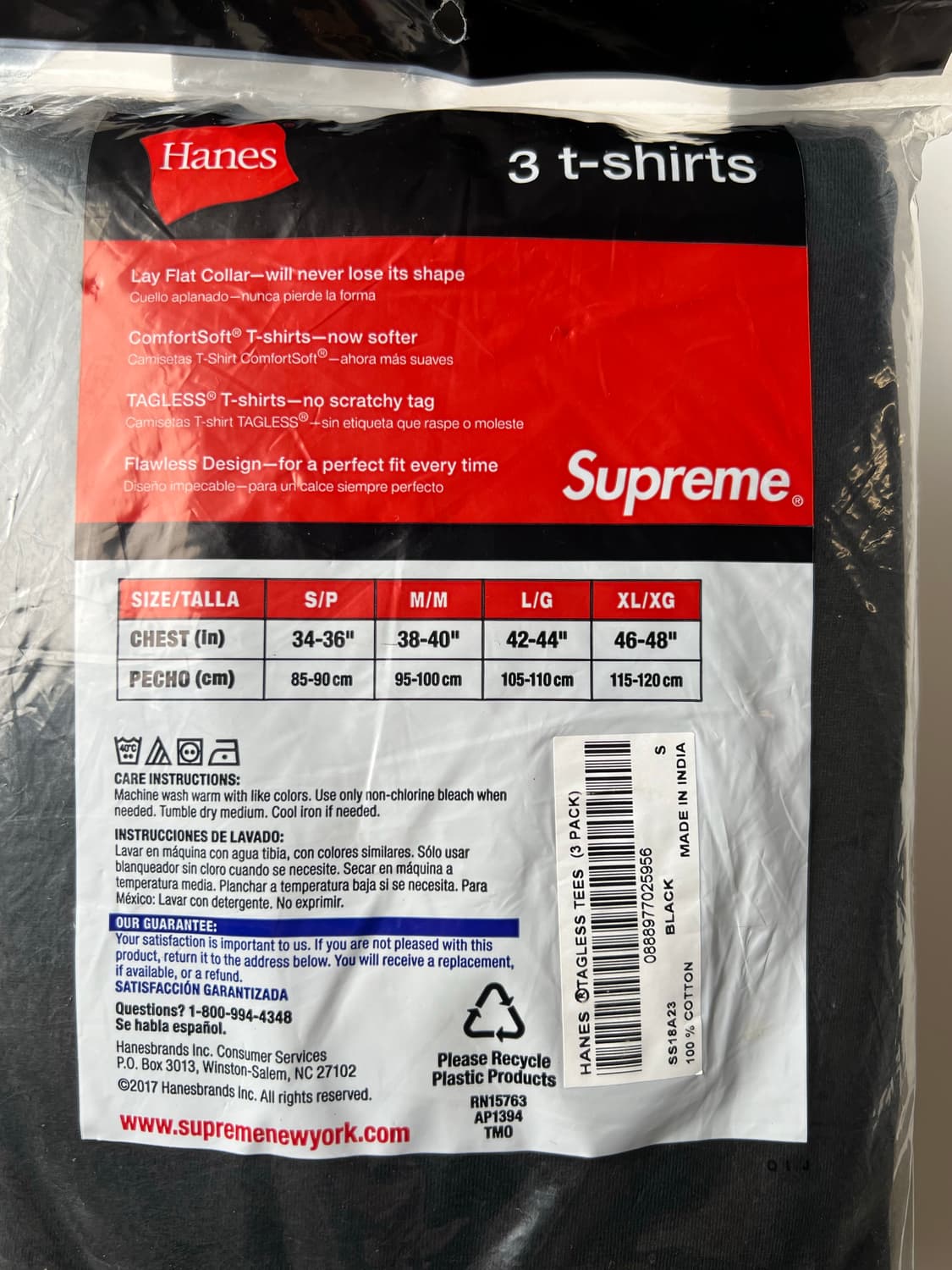 슈프림 헤인즈 면티3장 세트 스몰 사이즈 새상품 상품이미지2