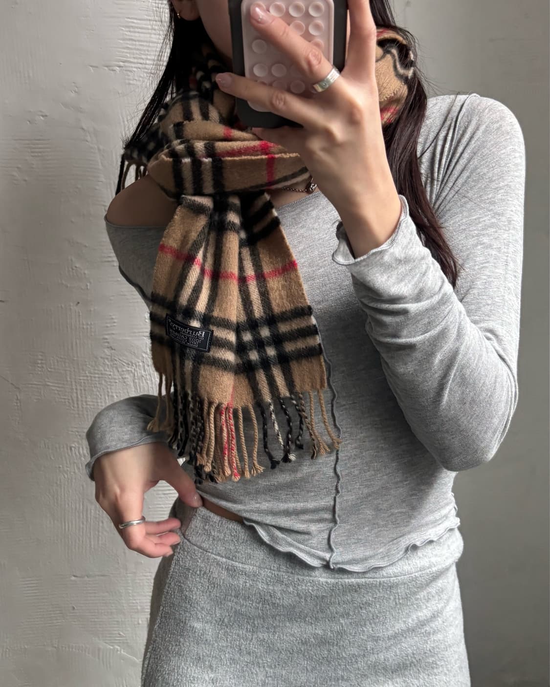 Burberry 버버리 베이지 노바체크패턴 캐시미어 머플러 상품이미지1