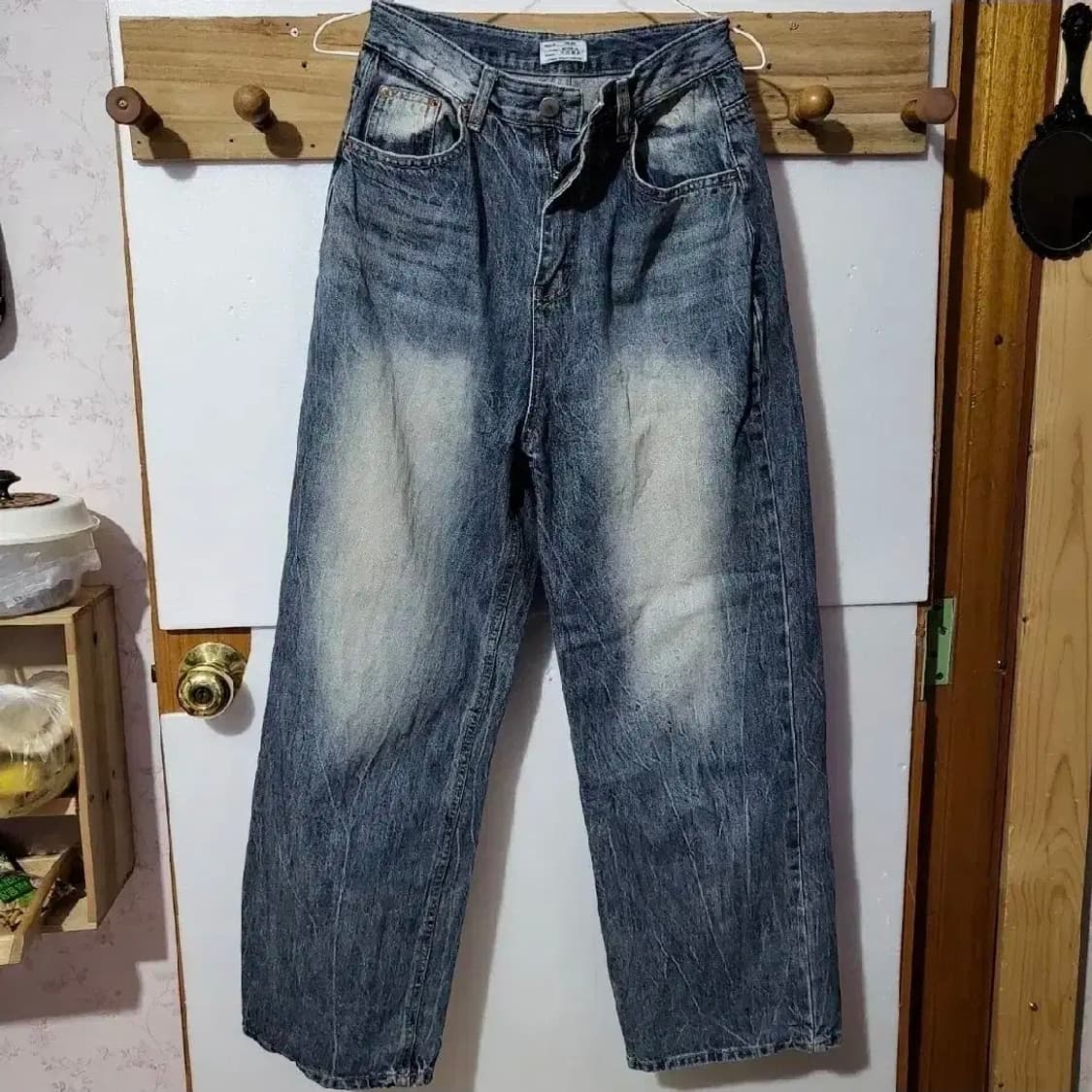634 ) y2k 인기 유행 코튼100% 중청 청바지 s 상품이미지1