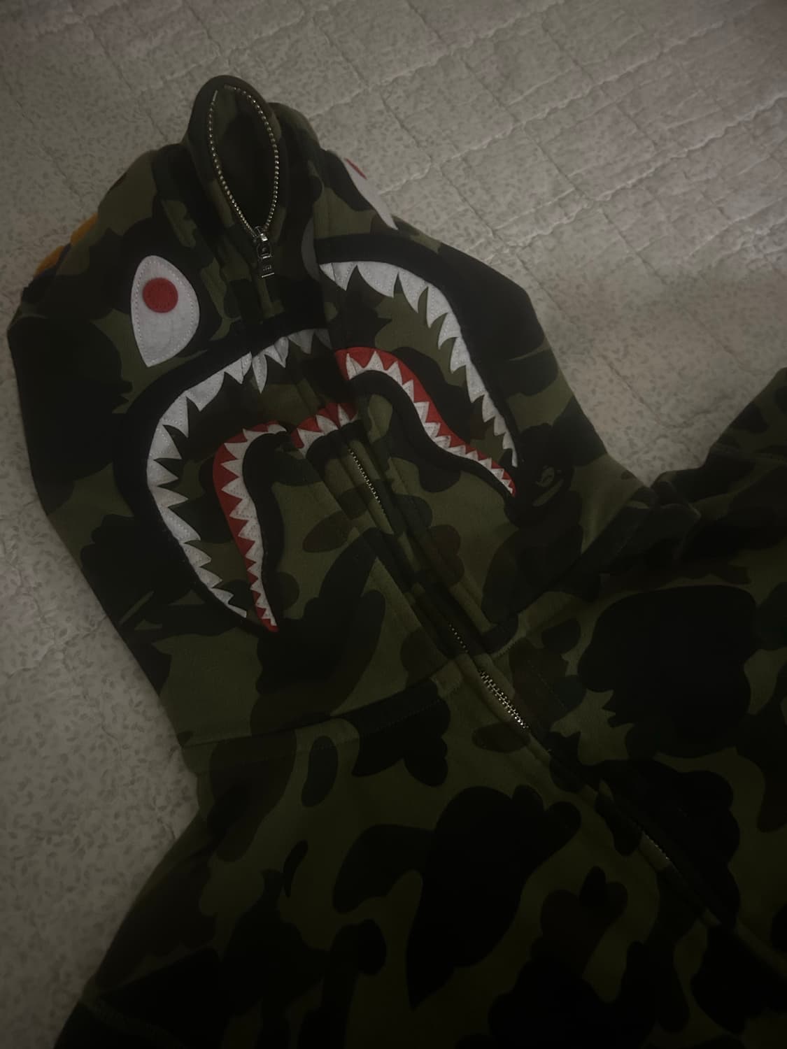 베이프 퍼스트 카모 샤크 풀 집 더블 후드 그린 상품이미지1