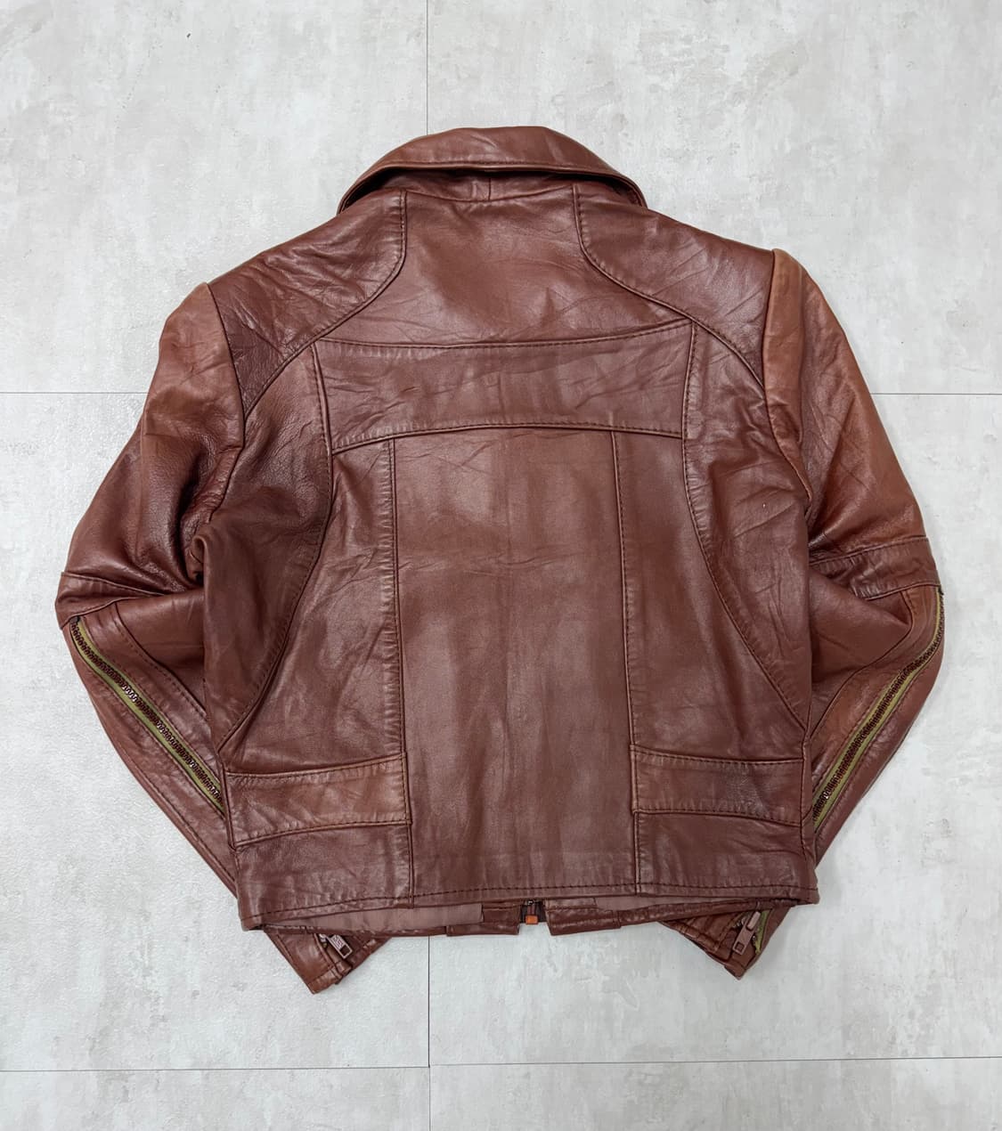 •Hongkong vintage 90s  리얼 레더 자켓 브라운 상품이미지5
