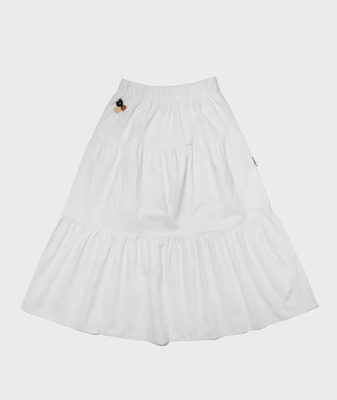 키지코 티어드 롱스커트 치마 화이트 상품이미지1