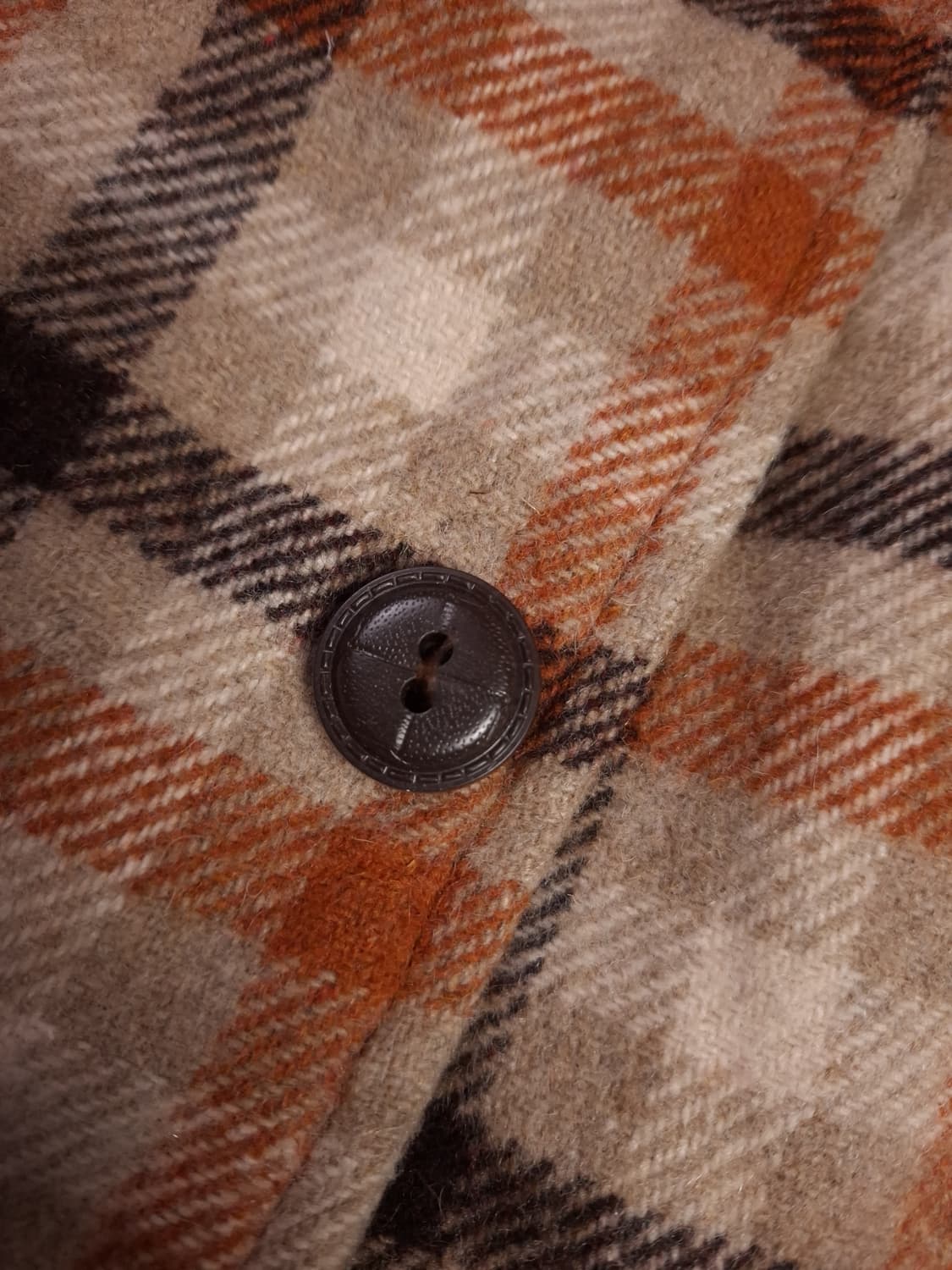 새제품 70's BAY CLUB 빈티지 울 체크 퍼 반코트 상품이미지3