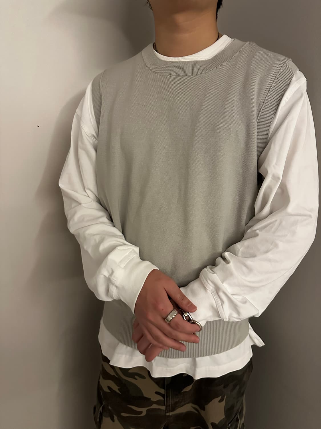 포터리 컴포트 크루넥 니트베스트 그레이 1 사이즈 상품이미지1