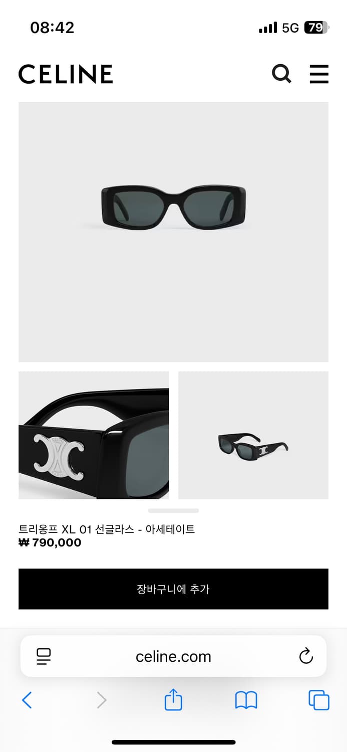 셀린느 트리옹프 XL 선글라스 블랙 상품이미지5