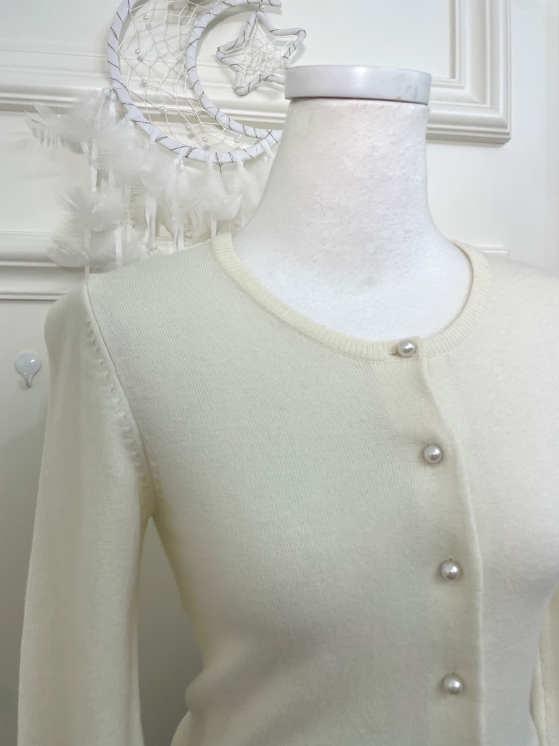 cream ivory pearl button basic cardigan 상품이미지7