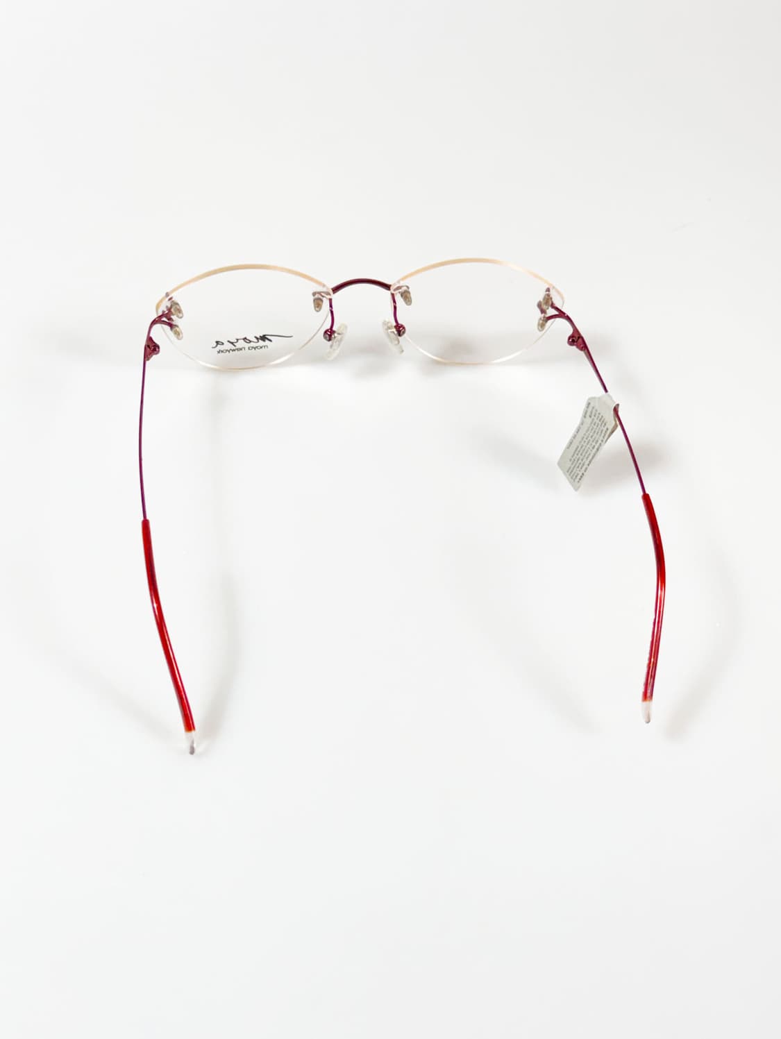MOYA NEWYORK 오벌 무테 버건디 레드메탈 빈티지 안경 상품이미지5