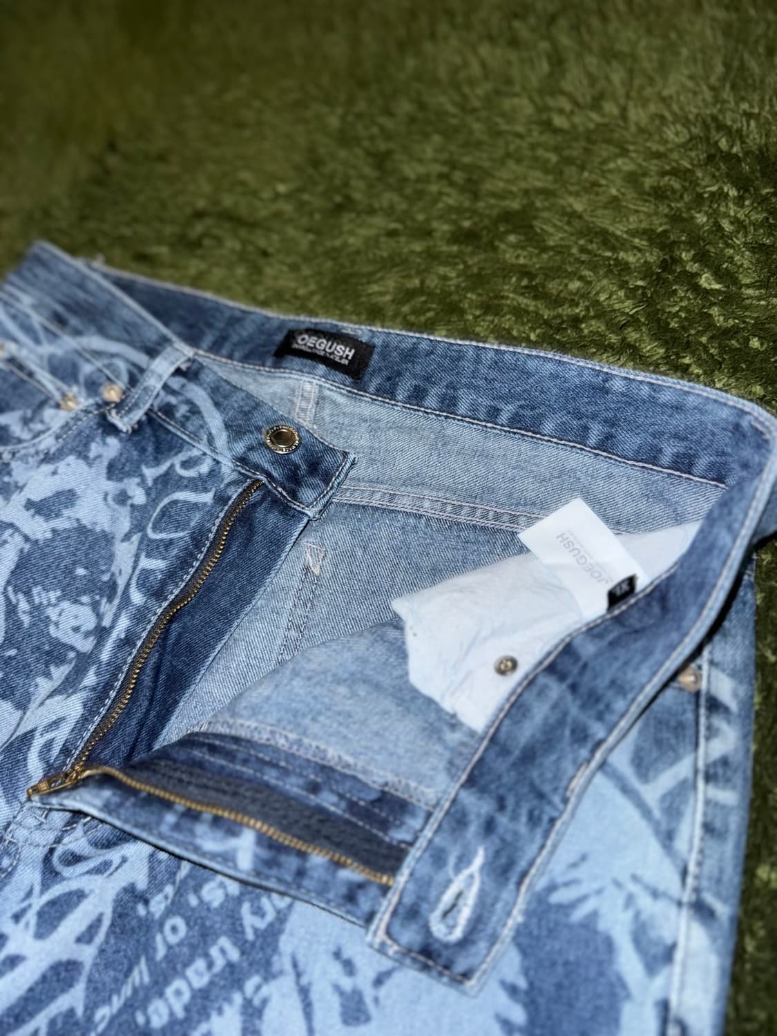 [XL] JOEGUSH 조거쉬 레이저 프린팅 데님 팬츠 인디고 상품이미지3