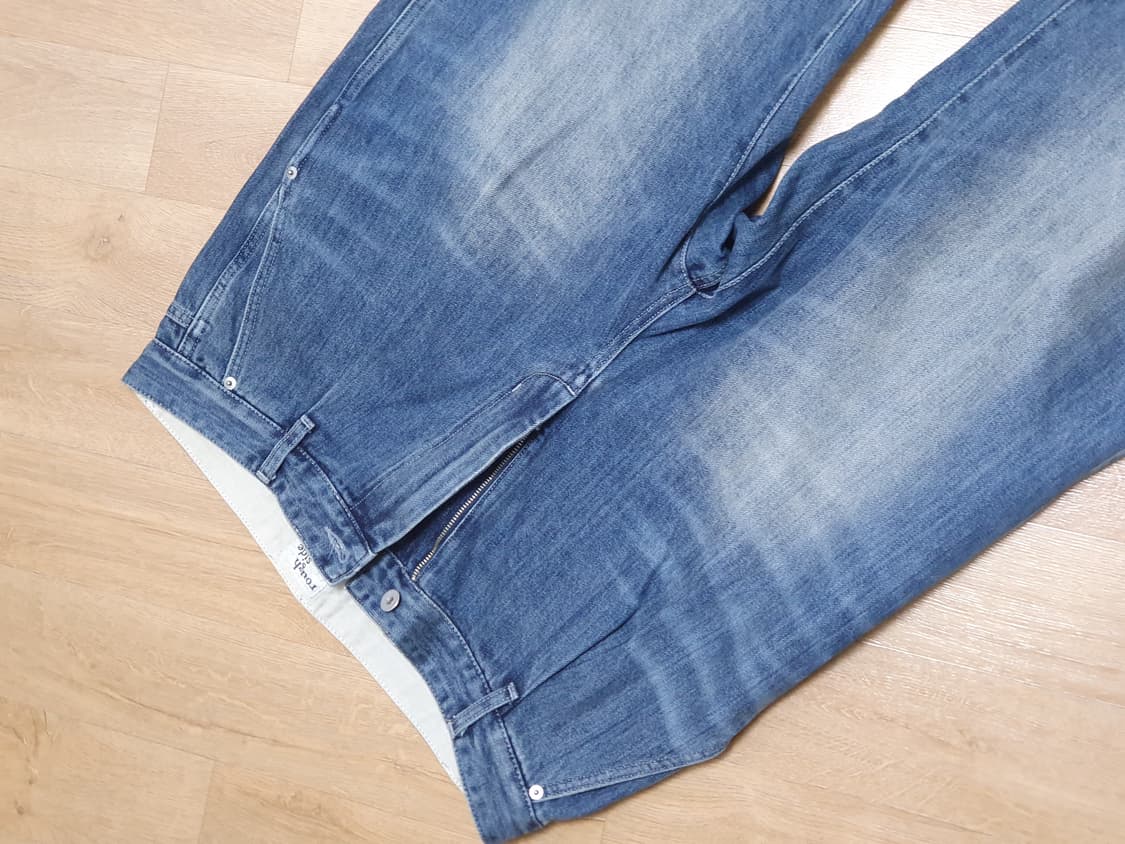 (3) 러프사이드 드레이프 데님팬츠 미디엄블루 상품이미지4