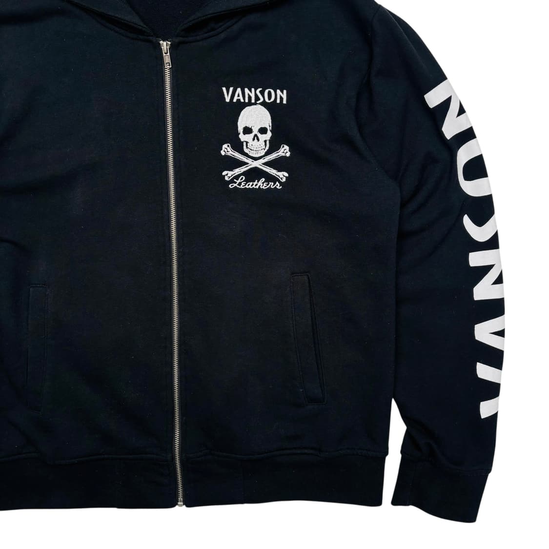 밴슨 레더 사이드 로고 블랙 후드집업 XL 상품이미지3