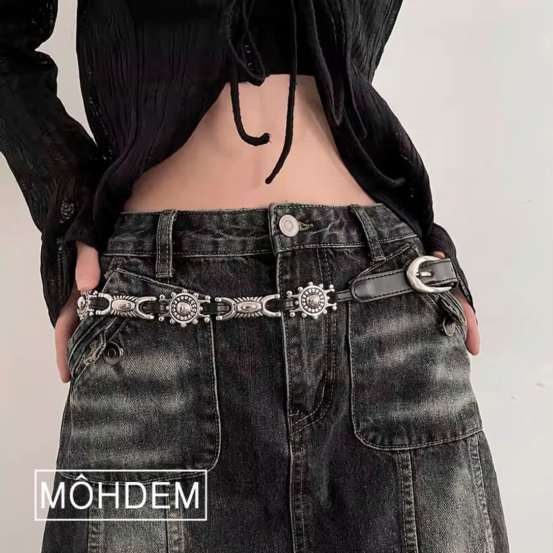 [Unisex] y2k 에스닉 스터드 웨스턴 가죽벨트 상품이미지10