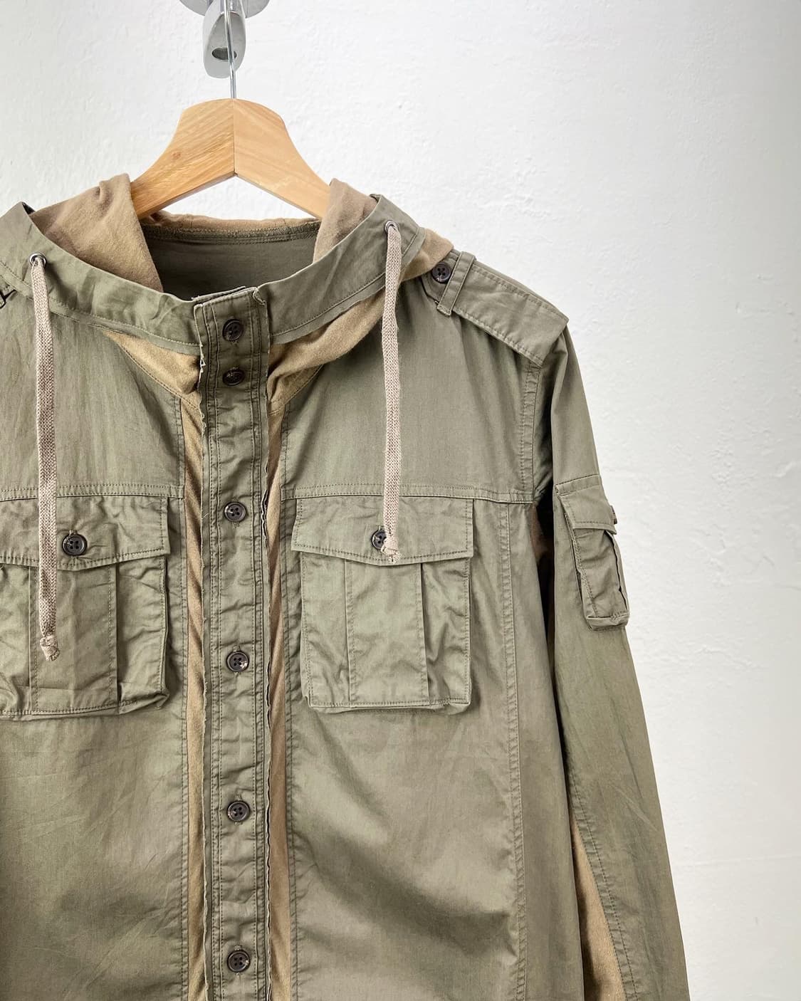 피피에프엠 카키 배색 레이어드 야상자켓  상품이미지2