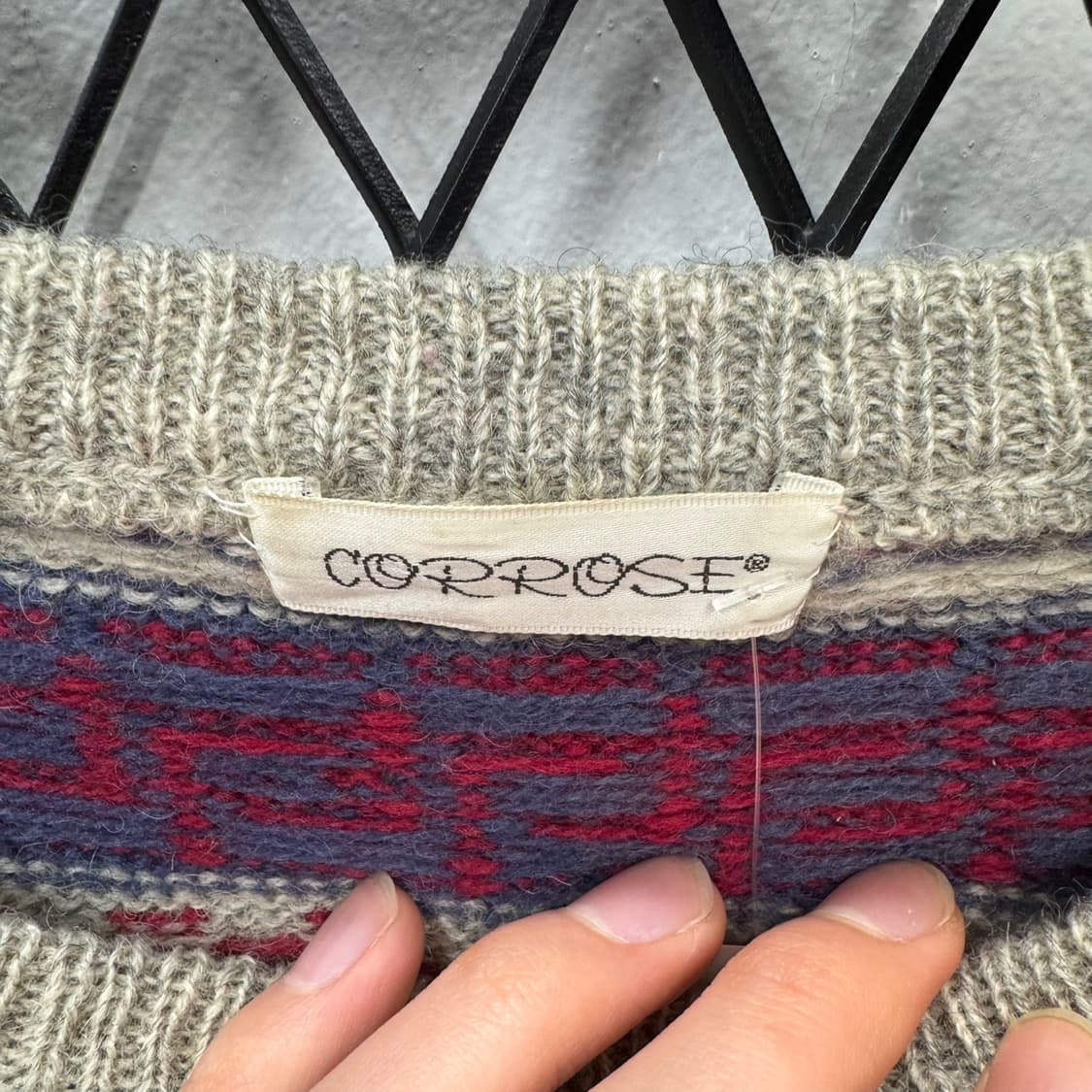 JPN VTG 레드 노드릭 패턴 울 니트 스웨터 아이보리 상품이미지5