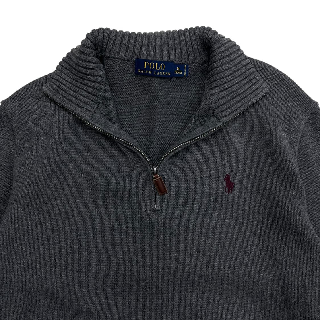 폴로 랄프로렌 버건디포니 그레이 니트 반집업 M 상품이미지4