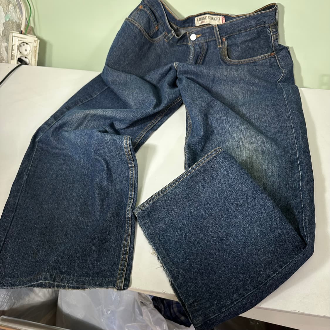 XL 리바이스569 루즈스트레이트핏 진청워시드 데님팬츠 상품이미지5