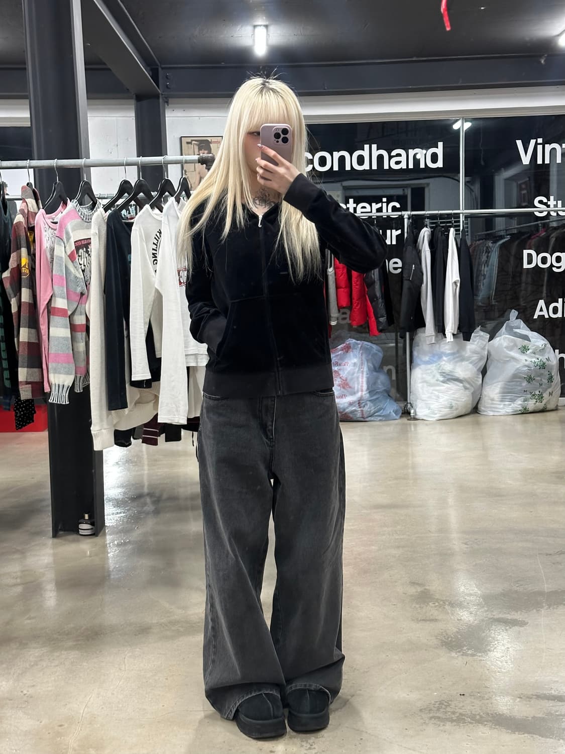  쥬시 꾸뛰르 블랙 벨벳 후드 집업  상품이미지3