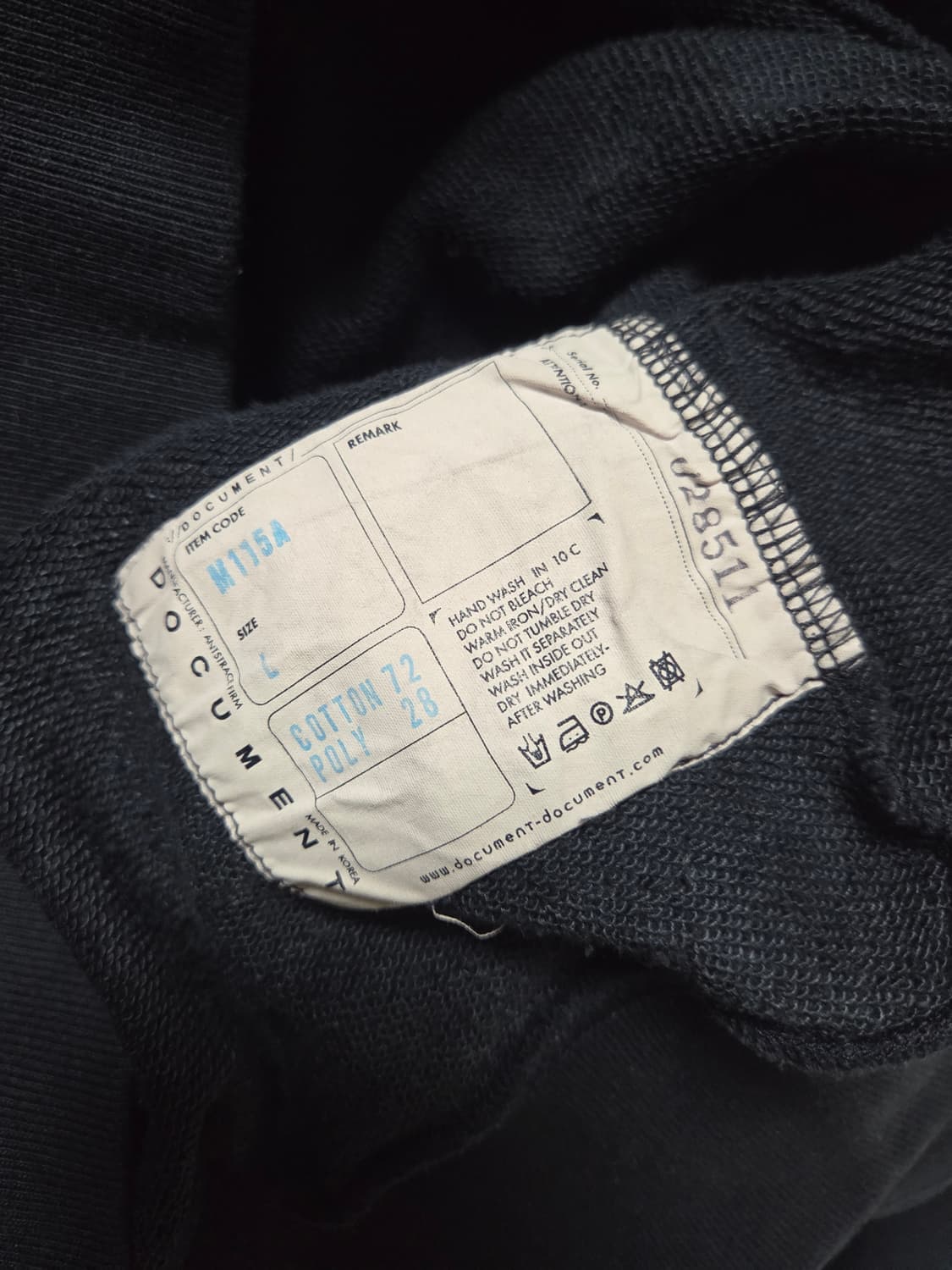 도큐먼트 네이비 하이넥 맨투맨 스웻셔츠 L(100~105) 상품이미지4