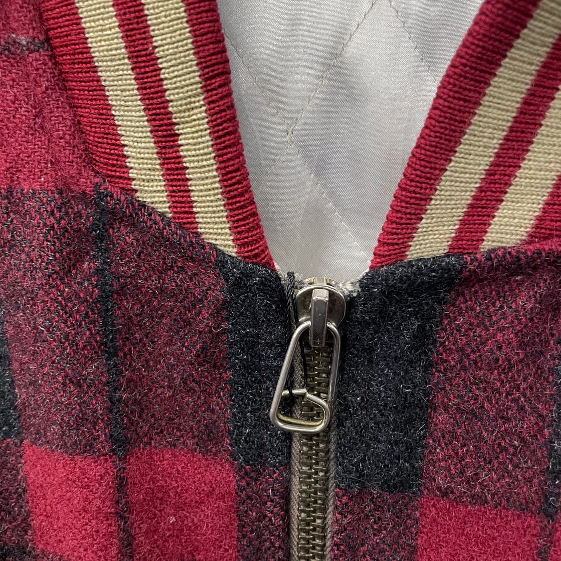 90s GRIP 스포츠 체크 레더 암 바시티 자켓 상품이미지5