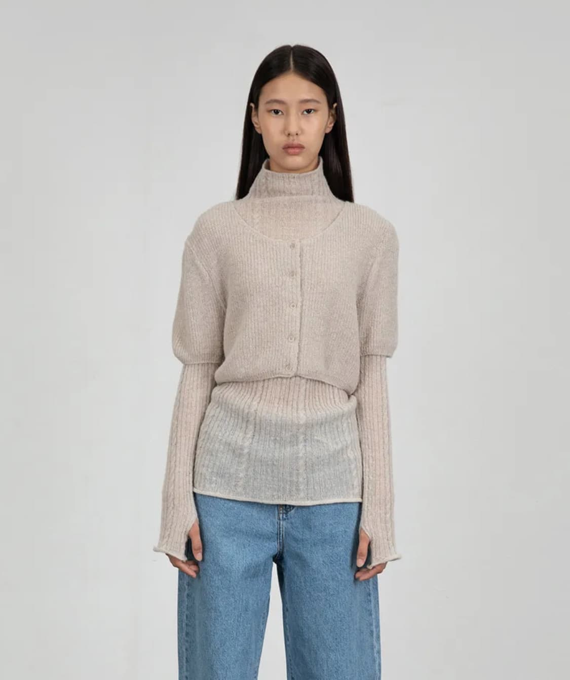 새상품 아모멘토 AMOMENTO 가디건 라이트그레이 상품이미지1