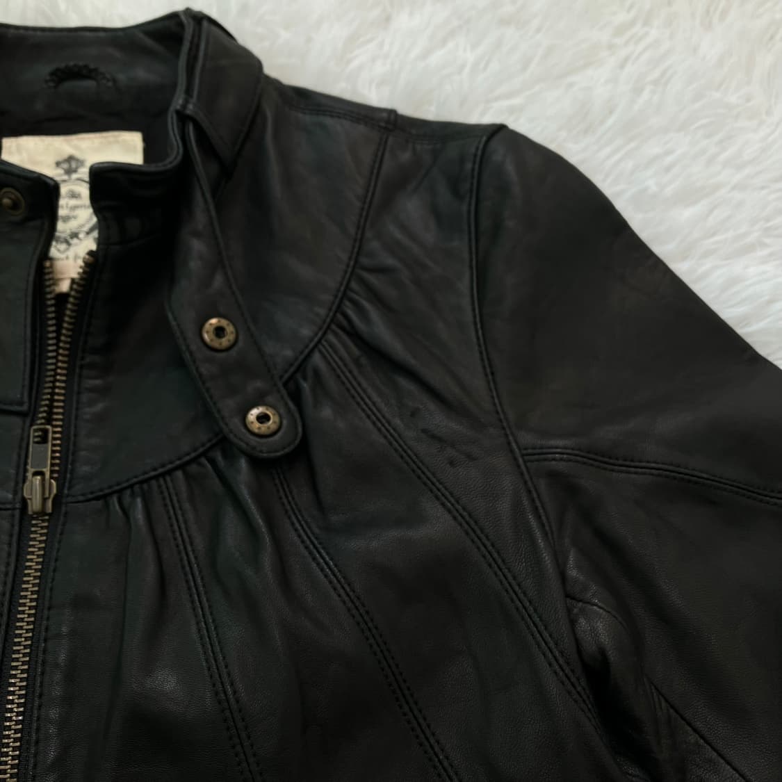 빈티지 리얼 레더 트임 레더 자켓 o-785 y2k 스트릿 갸루 펑키  상품이미지4