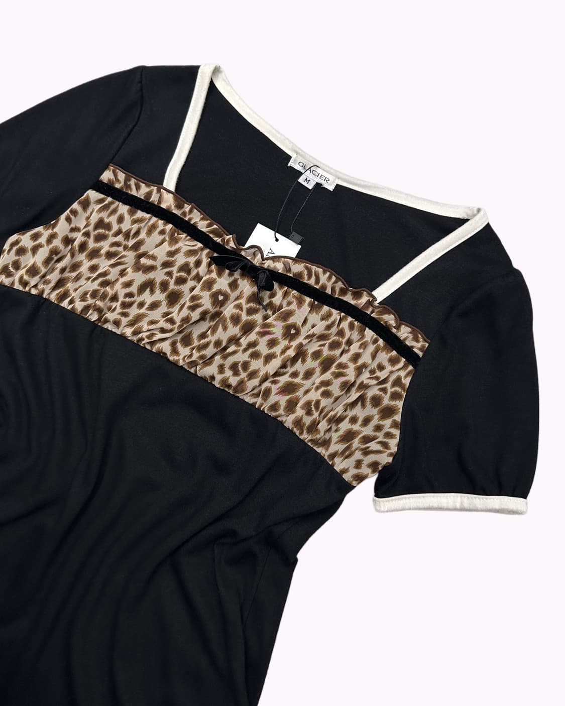 shirring leopard ribbon t-shirt 상품이미지2