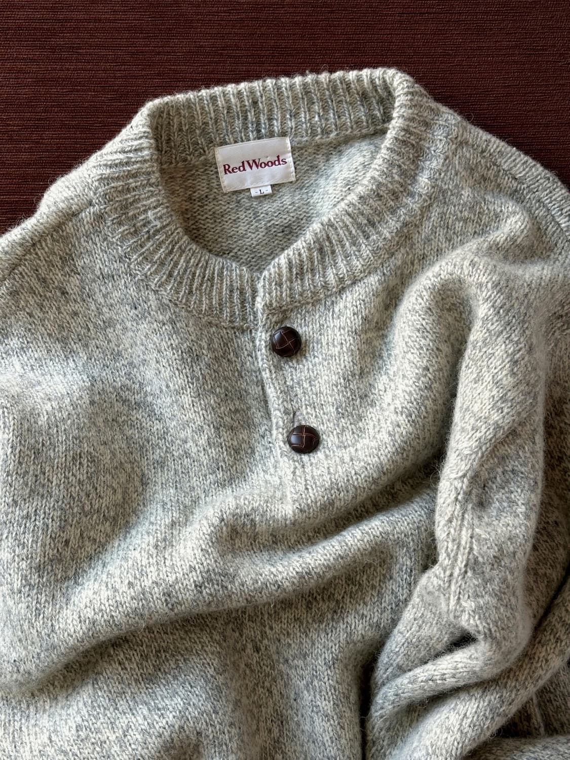 Patterned button neck heavy knit P/O 상품이미지1