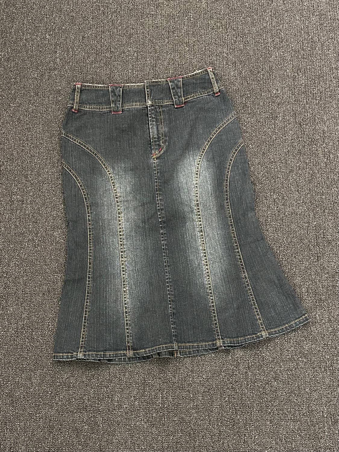 87)Japanese vintage 워싱 스티치 미디 스커트 상품이미지5