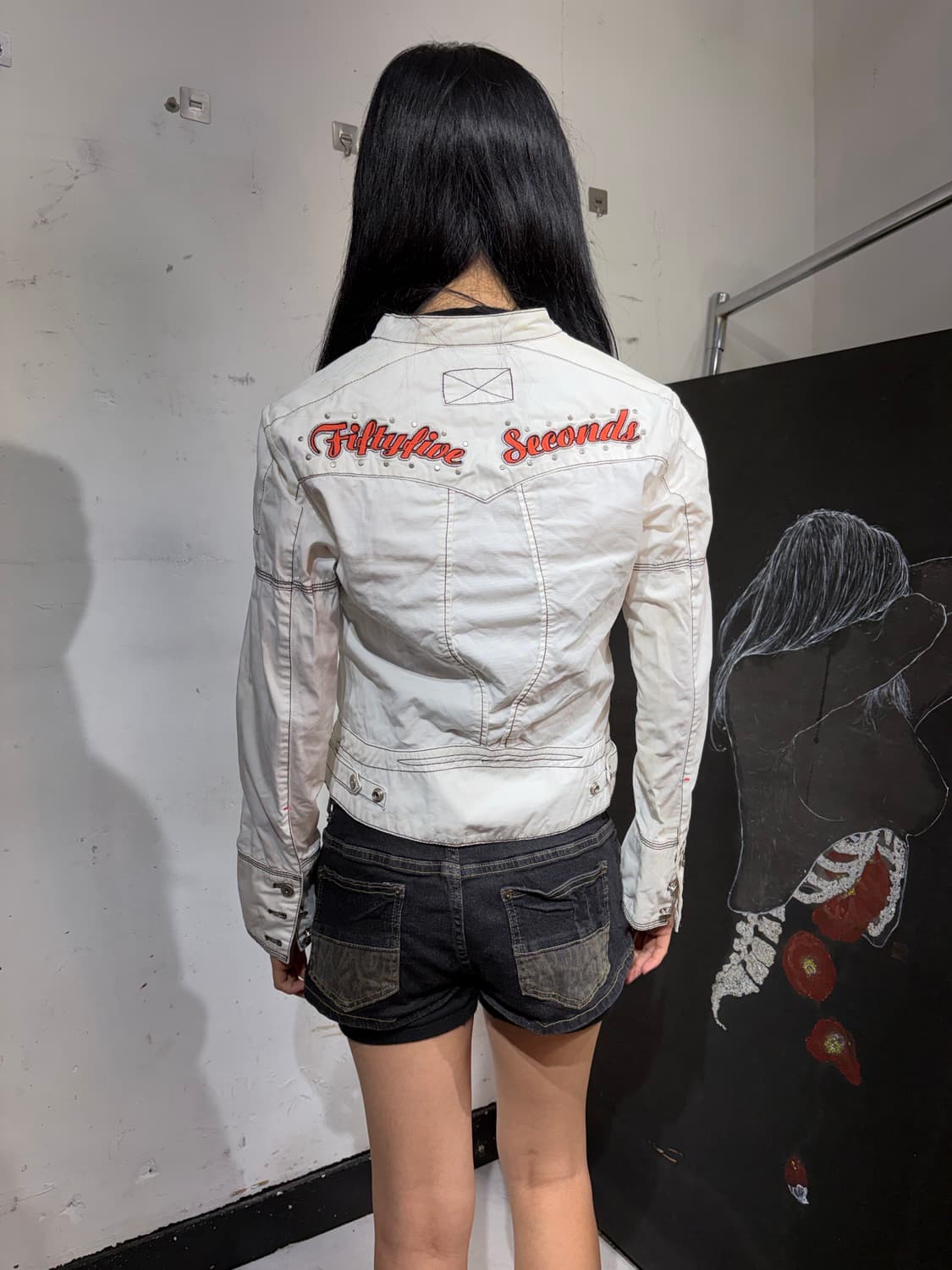 EXR 화이트 패치 레이싱 자켓 바이커 자켓 M 상품이미지6