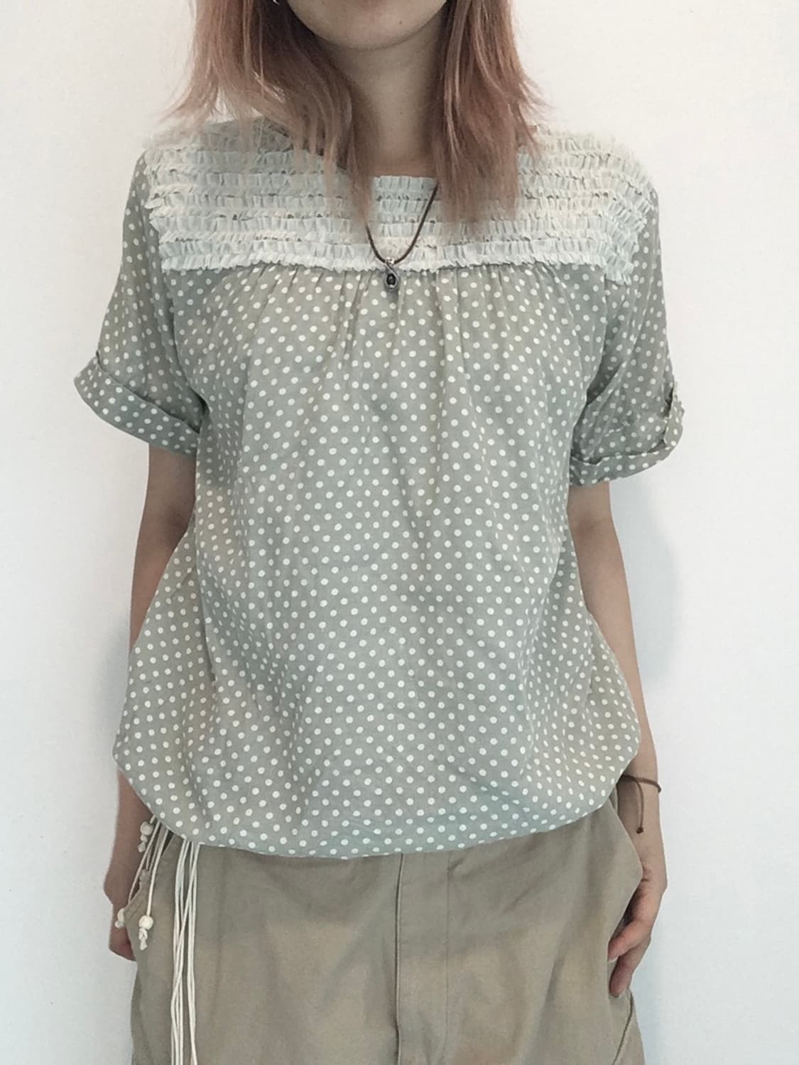 jpn vintage mint nerd frill blouse 상품이미지1