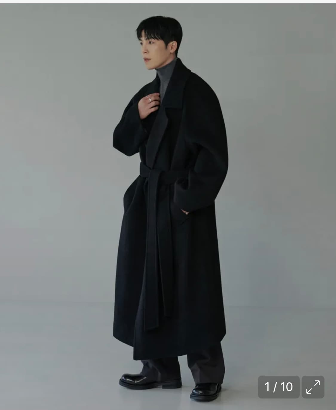 무탠다드 캐시미어 블렌드 맥시 더블 로브 코트 [블랙] 상품이미지4