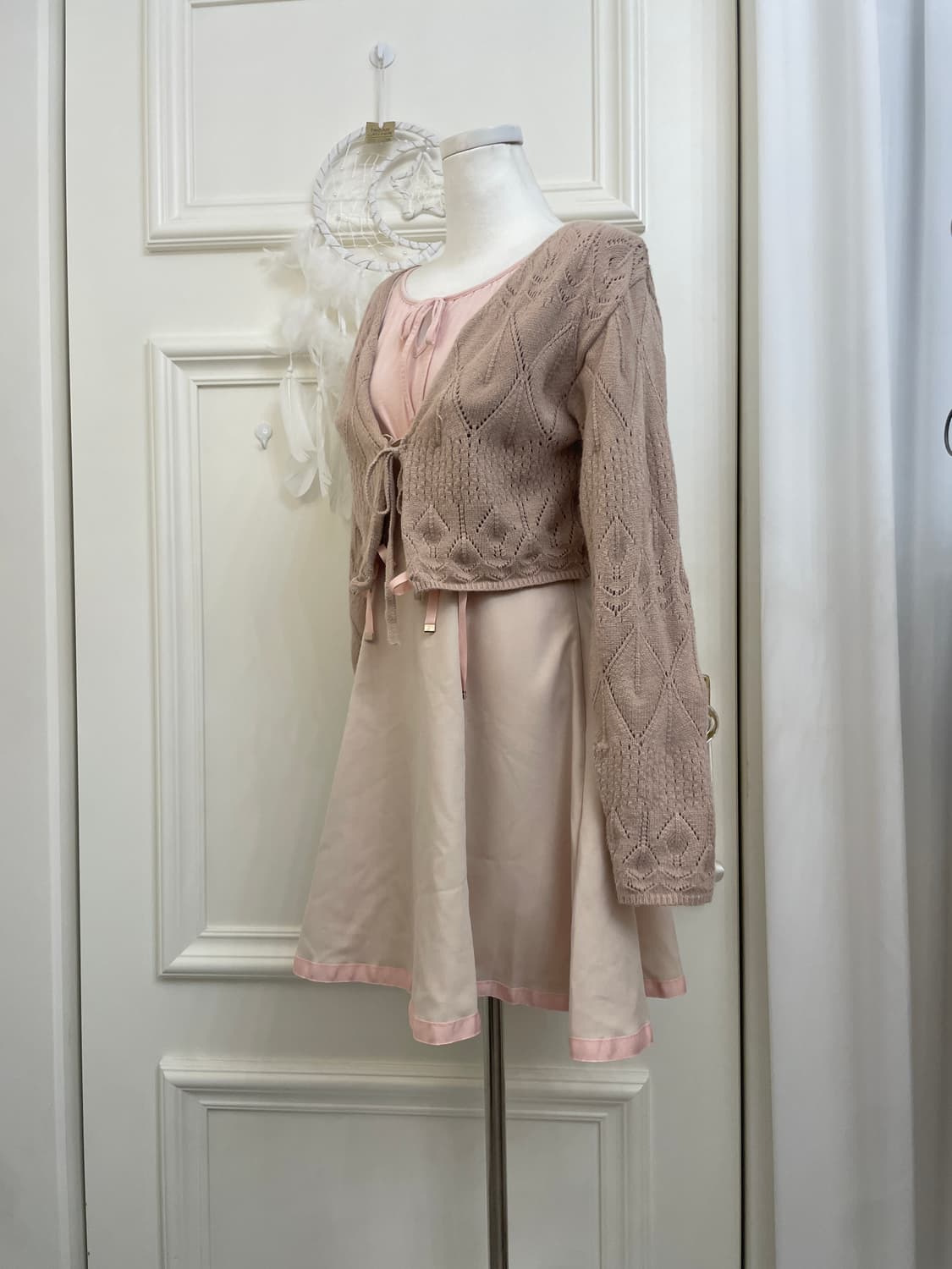 coral&beige autumn lovely lace-up set 상품이미지2