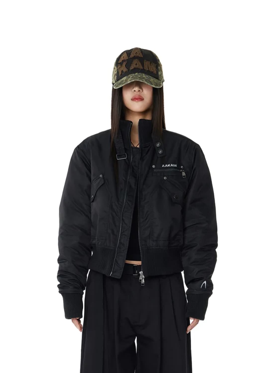 아캄 봄버 High-Neck Bomber Jacket (Black) 상품이미지4