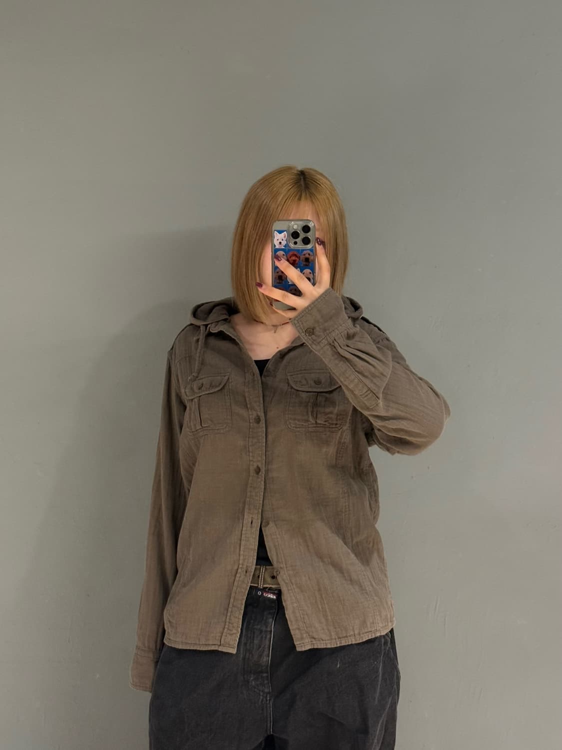 back number pocket detail hood shirt  상품이미지1