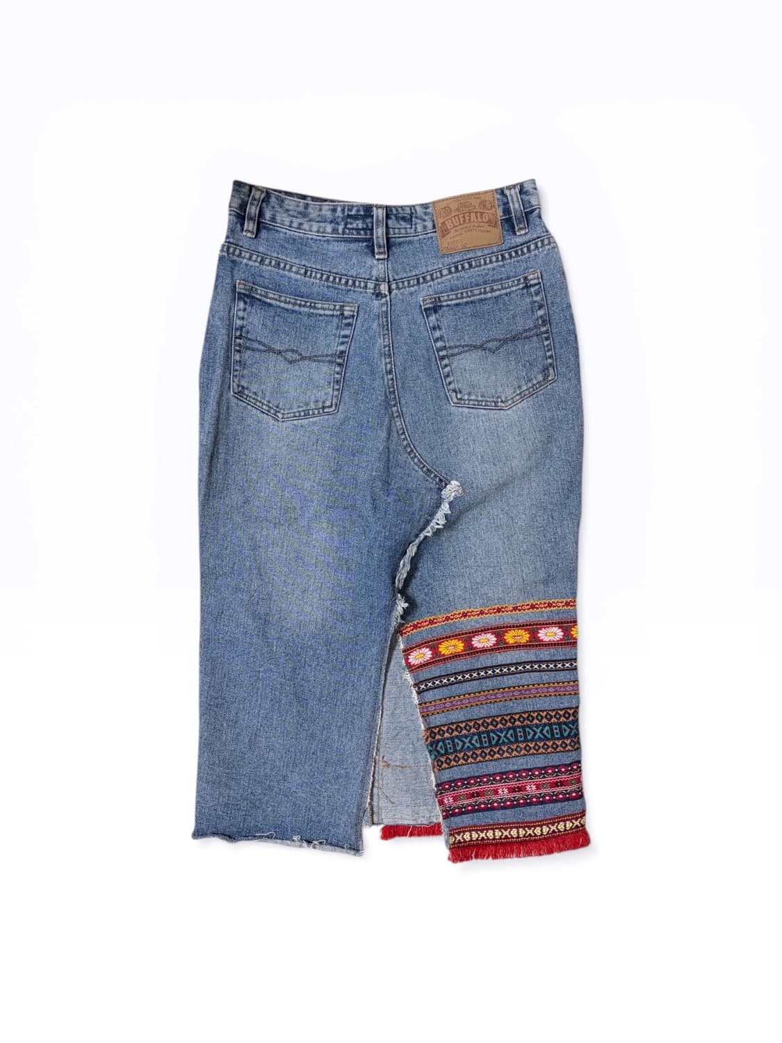 보헤미안 데미지 데님 미디스커트 상품이미지4