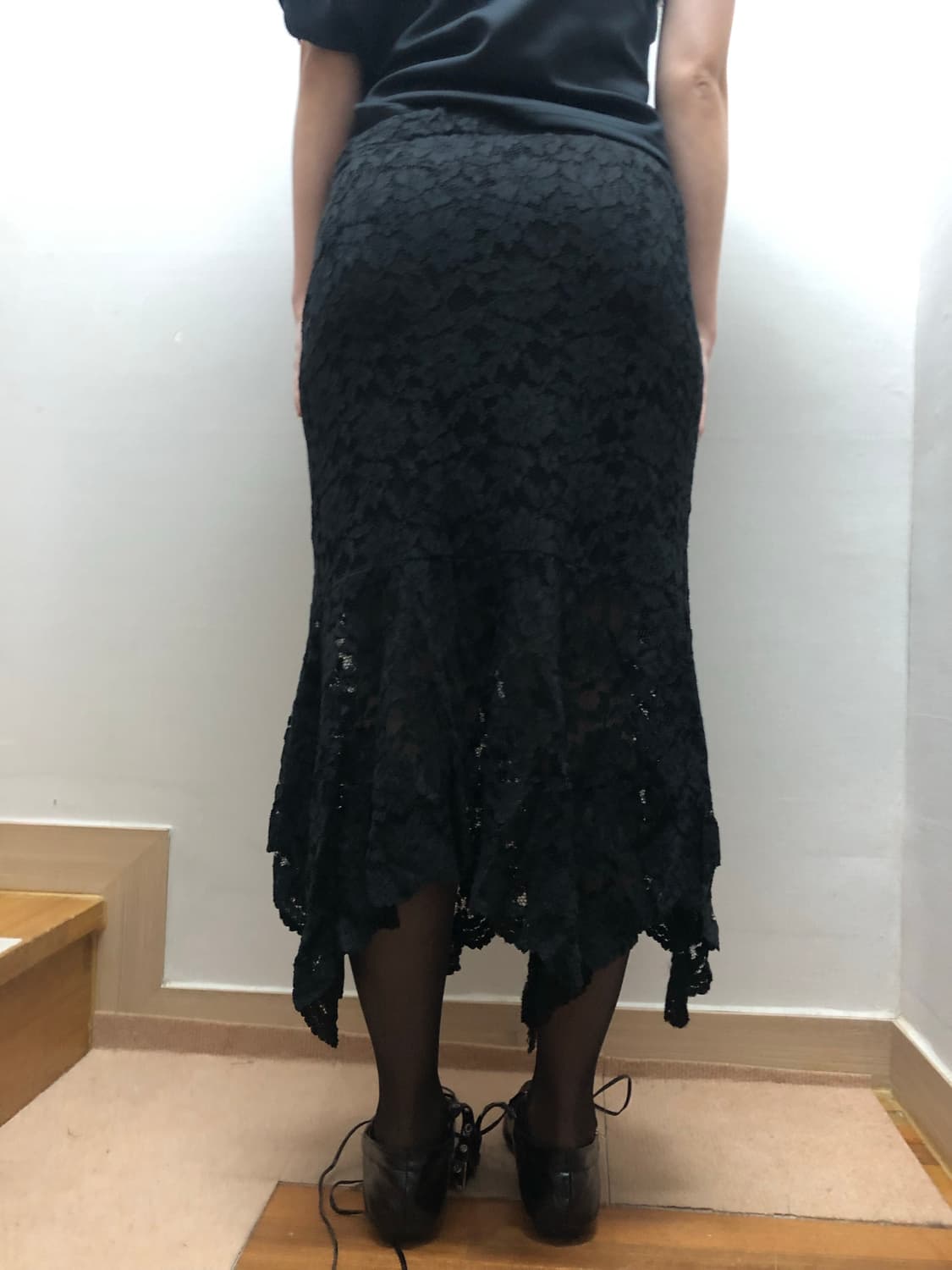 빈티지 블랙 레이스 롱 스커트 상품이미지4