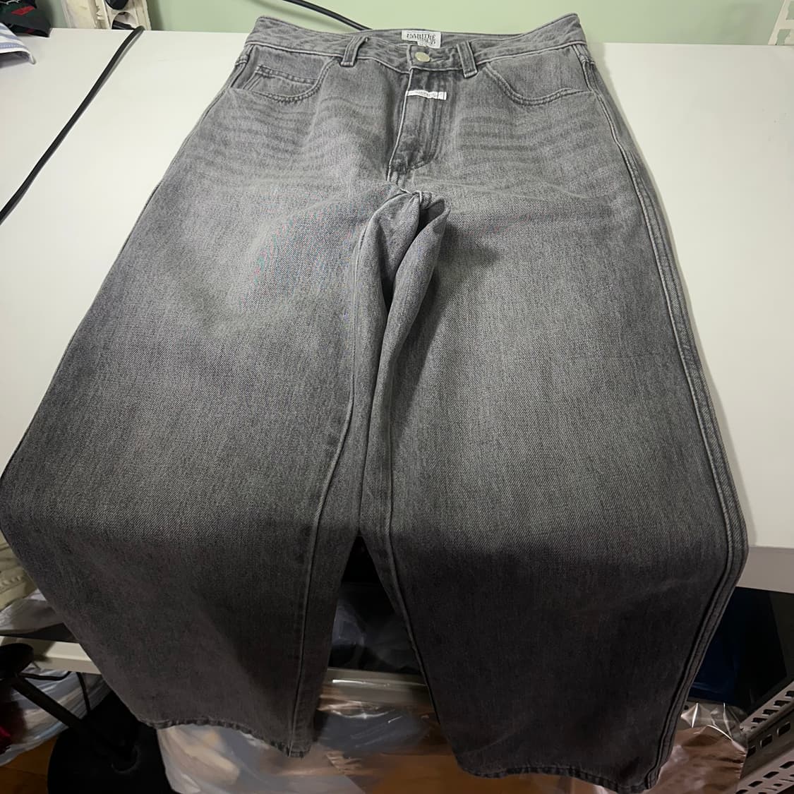 우먼L 마리떼프랑소와저버 빈티지 그레이워시드 와이드 데님팬츠 상품이미지3