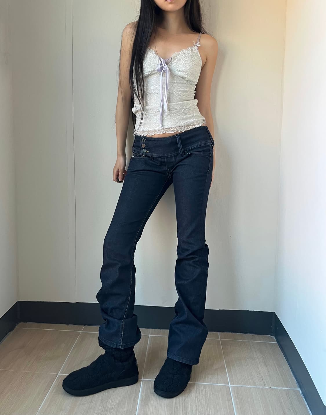 Diesel 디젤 로우라이즈 사이드 버튼 팬츠 상품이미지1